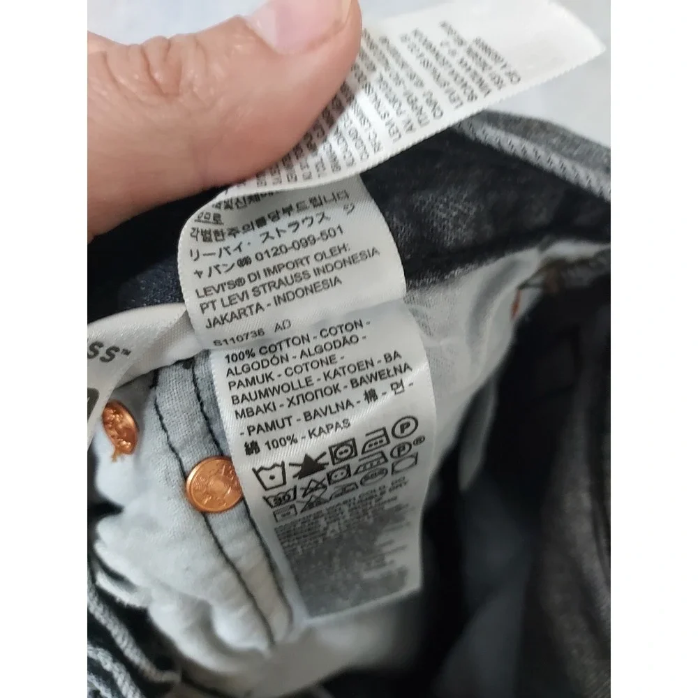 Levis Jean Shorts 501 93 Mens 31 Frayed Denim Button Fly Faded Black Grunge